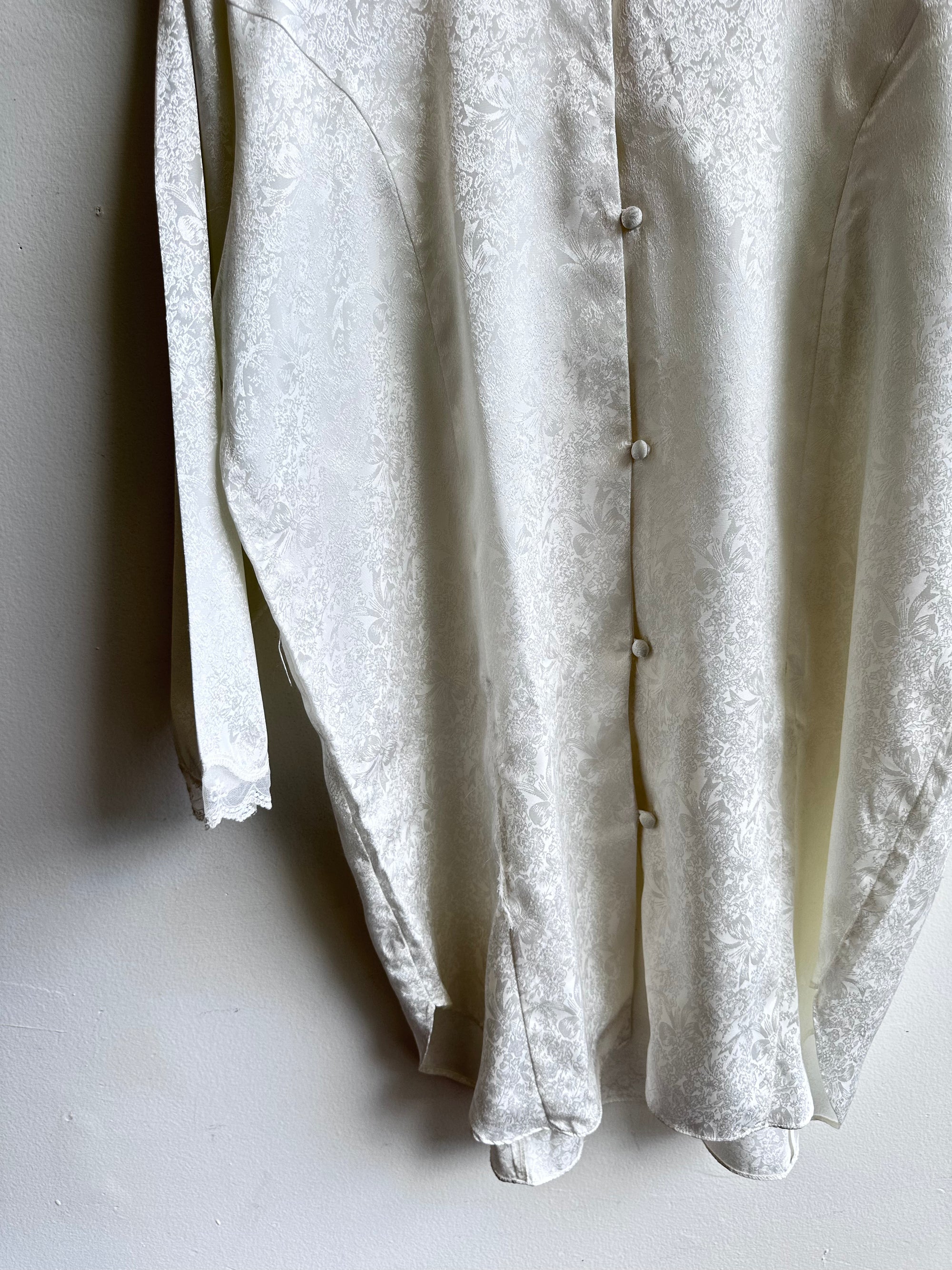 Vintage Shimmery Jacquard Button-Up Blouse – Size Large