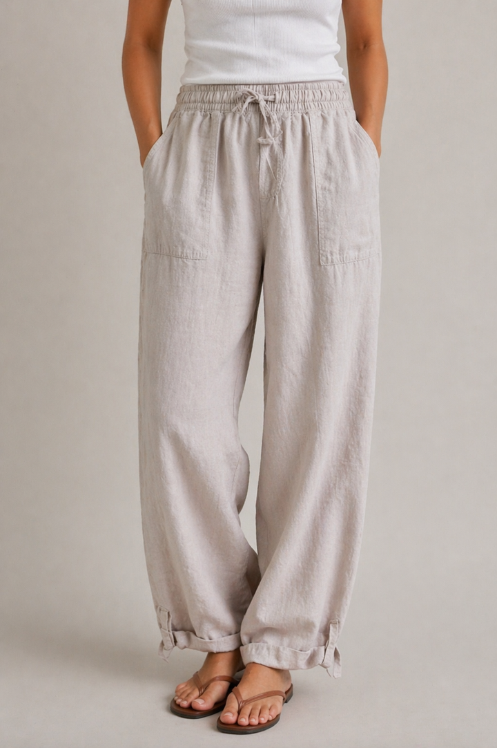 Soft Sand Linen Drawstring Pants
