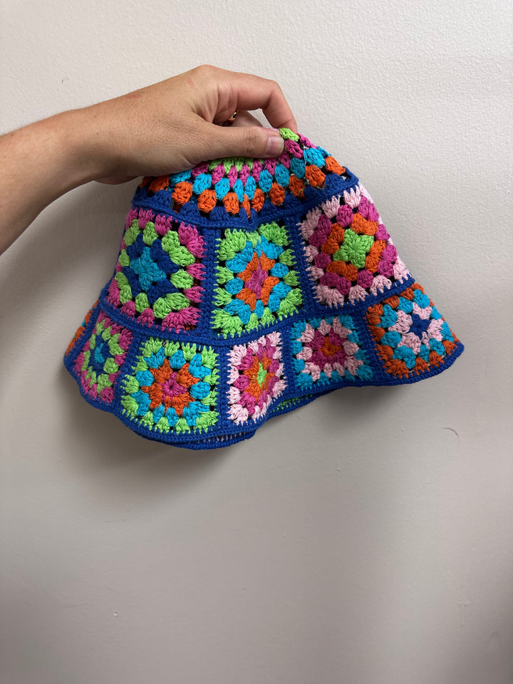 Rainbow Granny Square Bucket Hat
