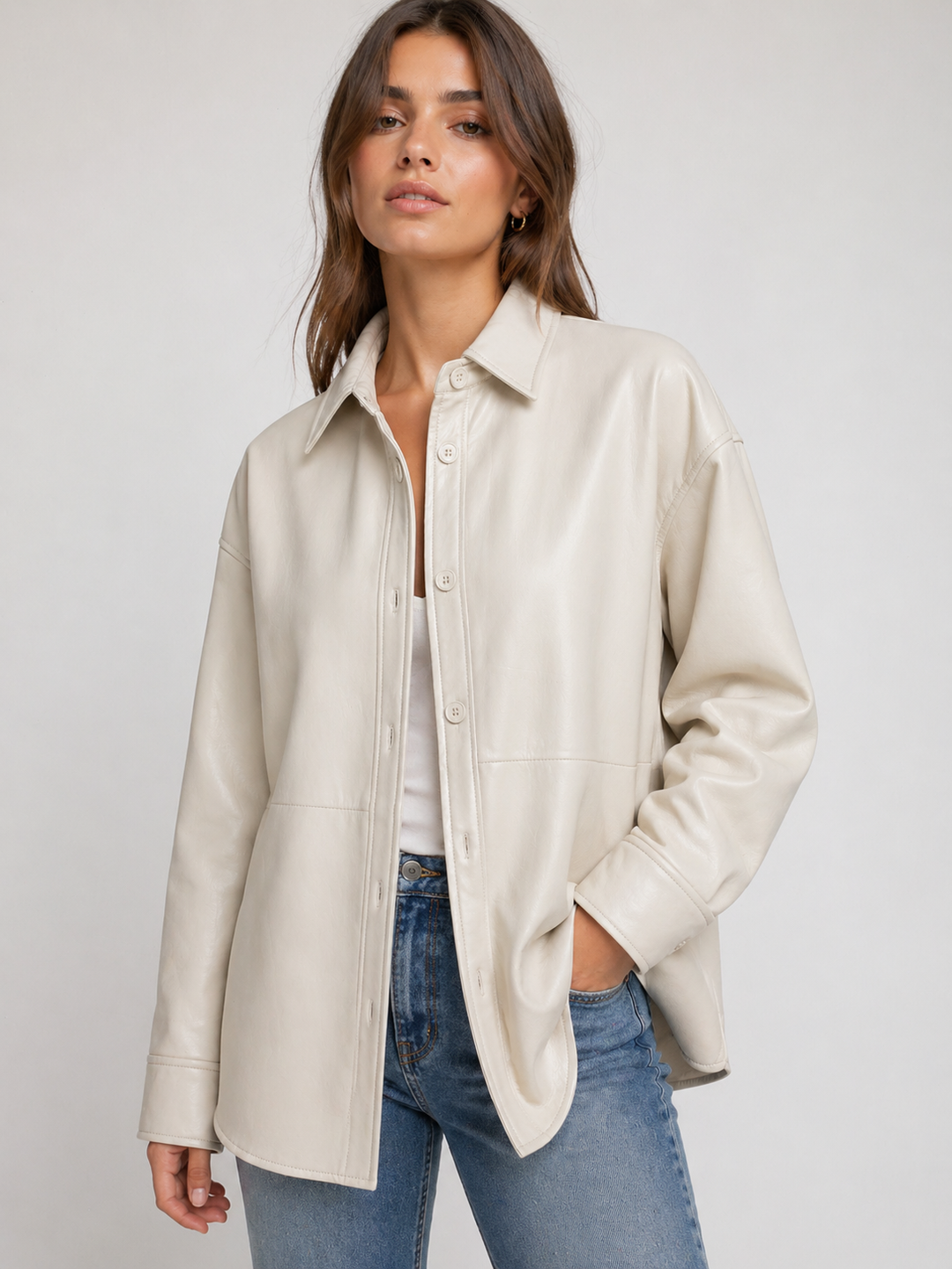 Ivory Muse Vegan Leather Shacket