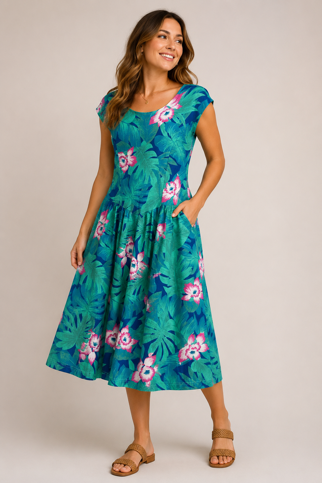 Island Bloom Midi Dress
