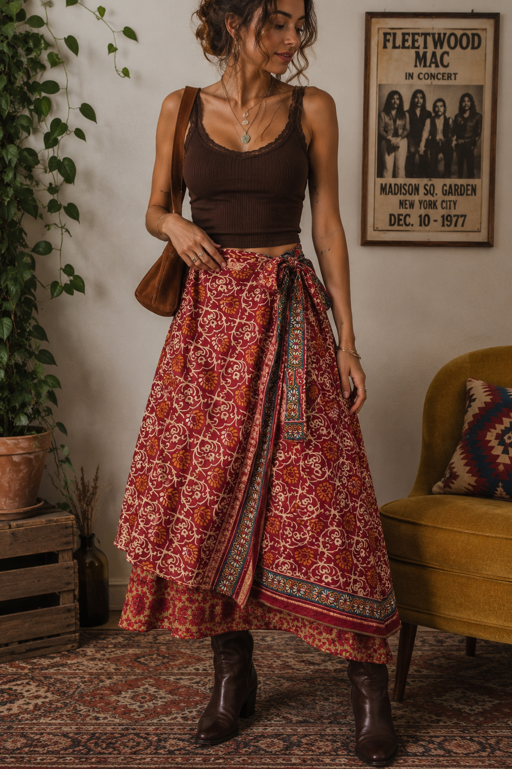 Crimson Bazaar Wrap Skirt