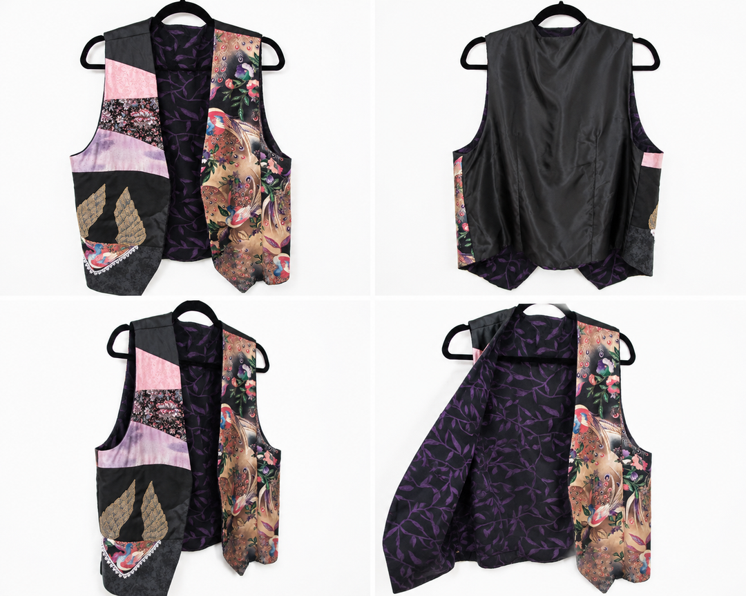 Peacock Patchwork Vest - Handmade