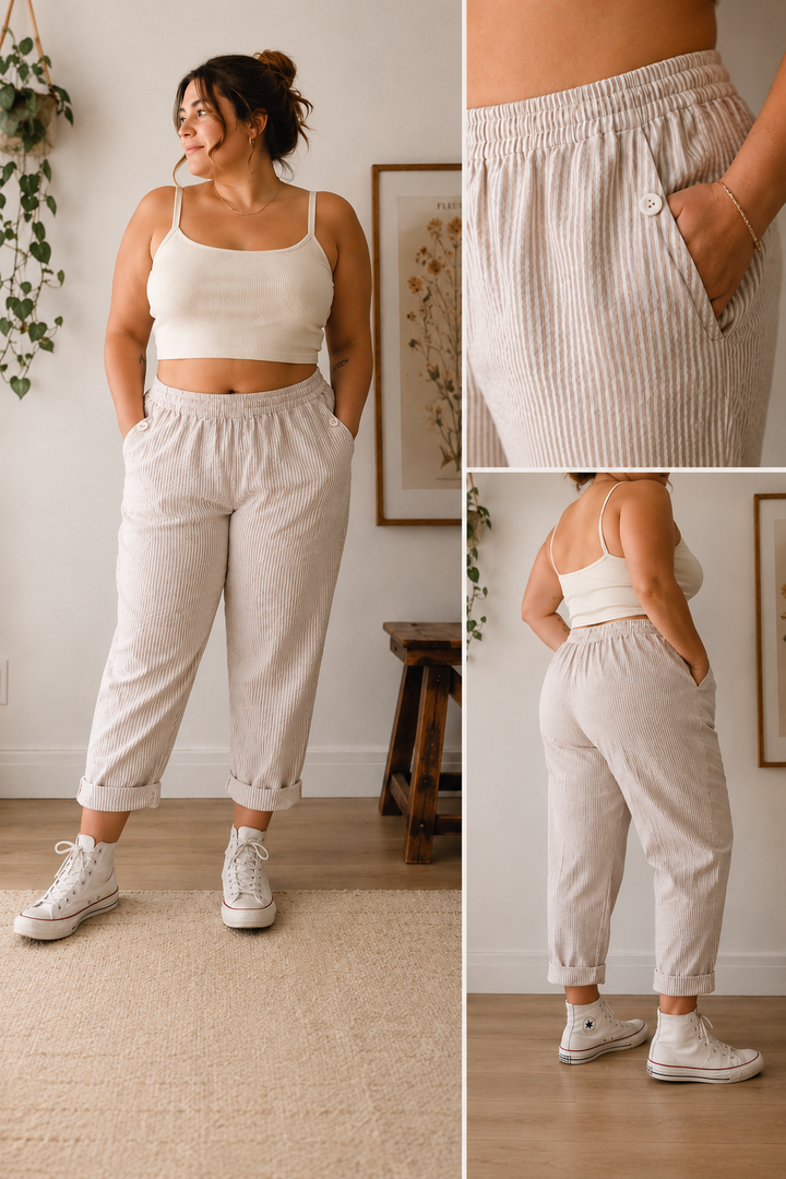 Vintage Seersucker Tapered Pants