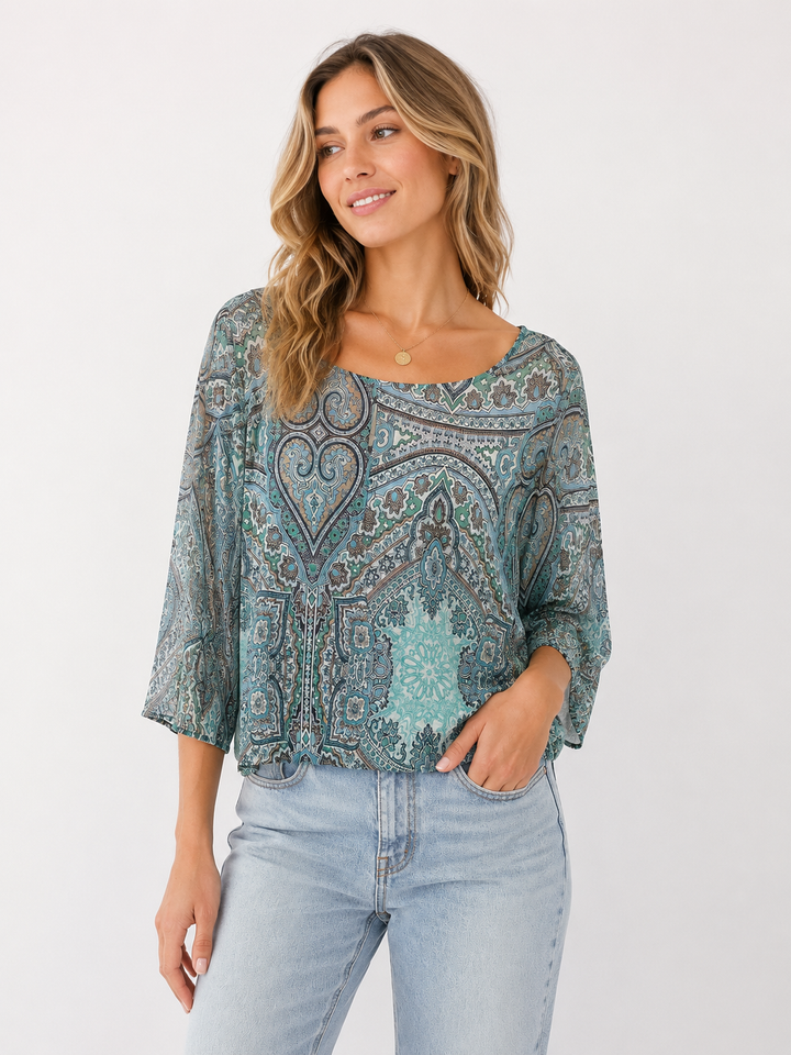 Aqua Paisley Blouse