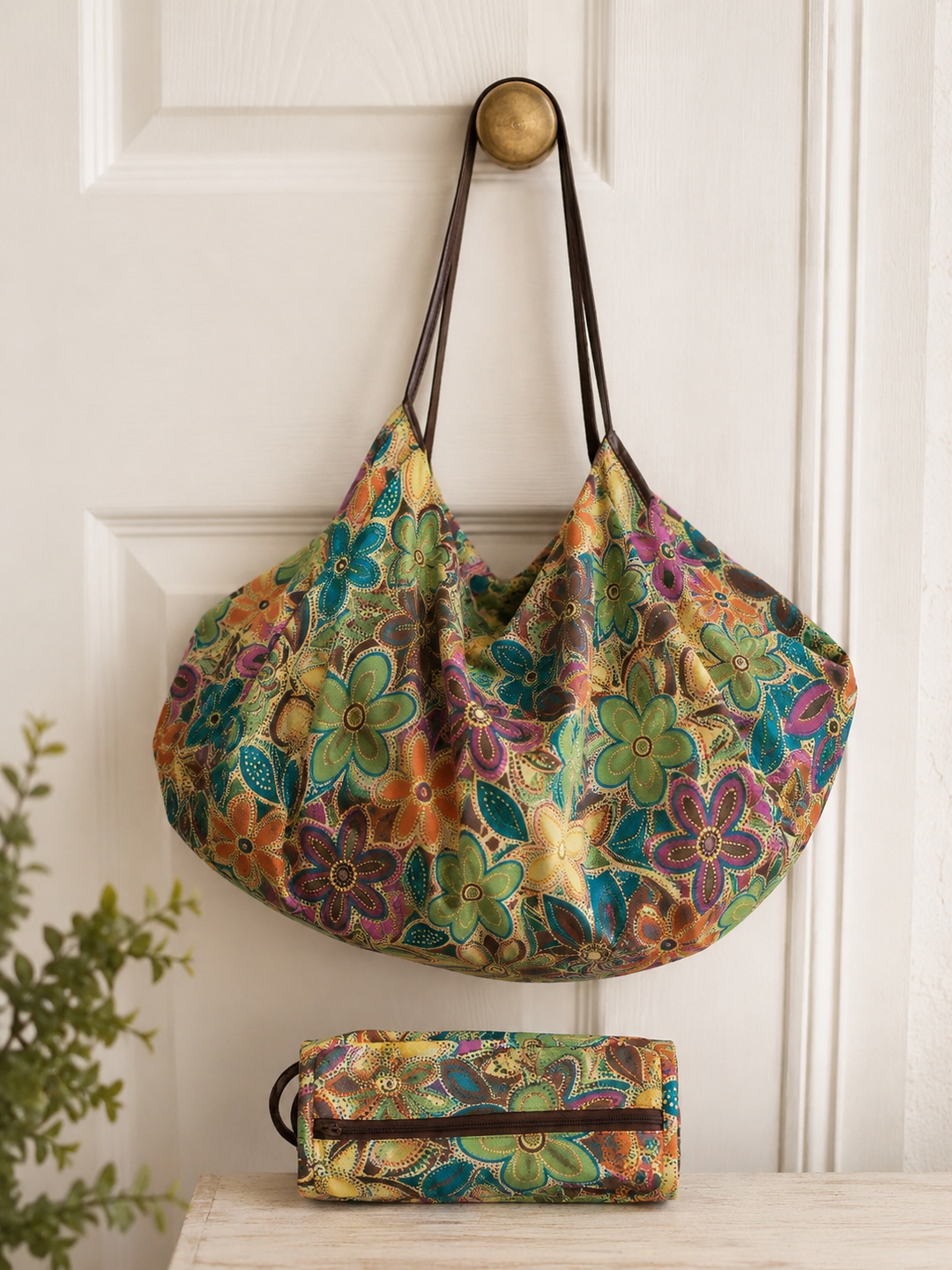Convertible Floral Foldaway Duffle Tote