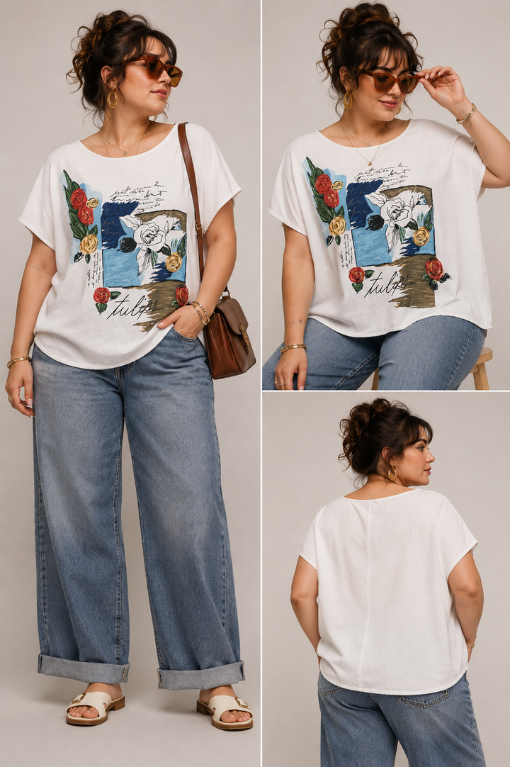 Vintage Floral Art Graphic Blouse