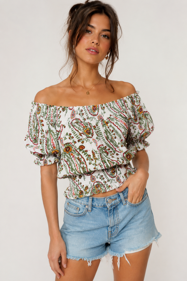 Floral Paisley Peasant Top