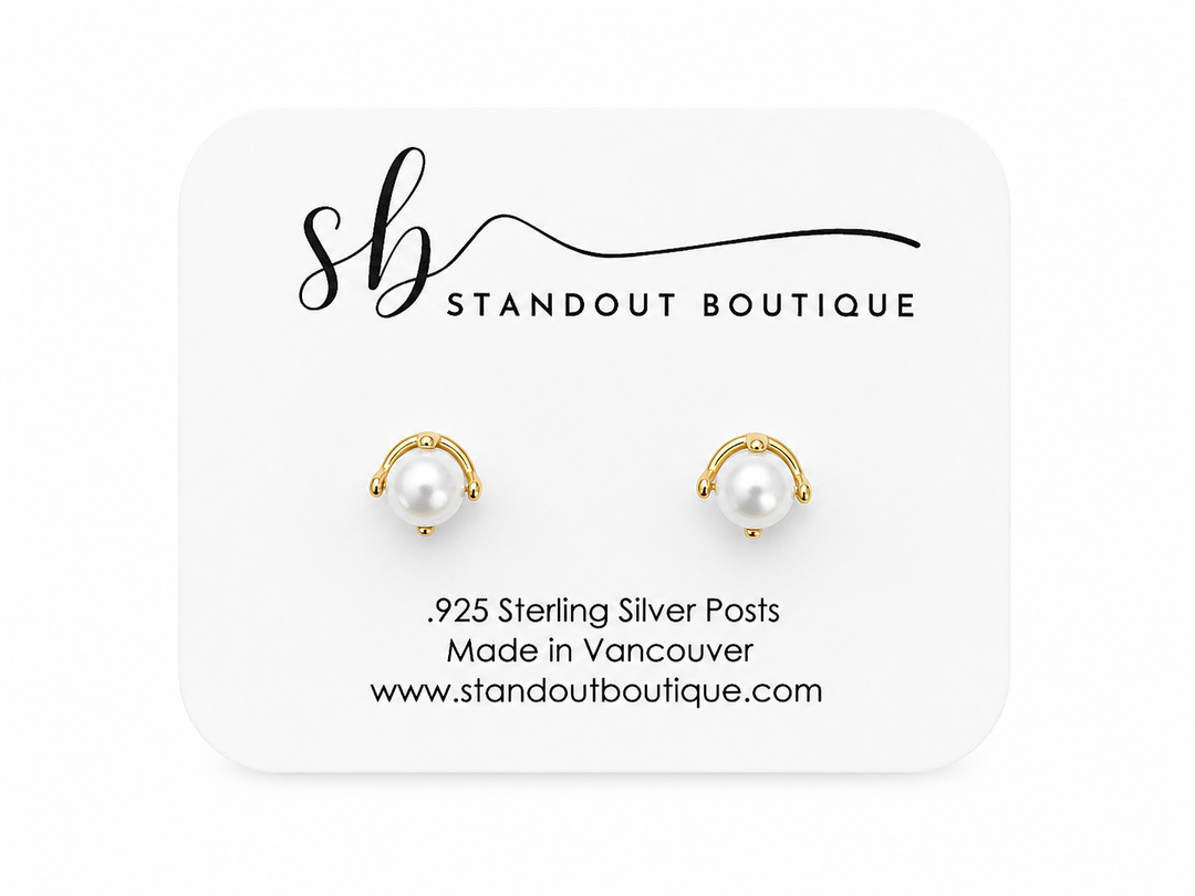 Pearl 5mm Gold Stud Earrings