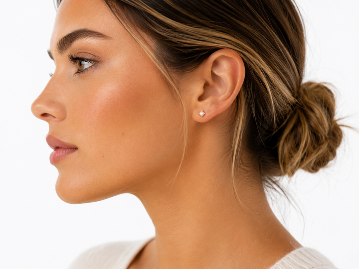 Tiny Pearl Gold Stud Earrings