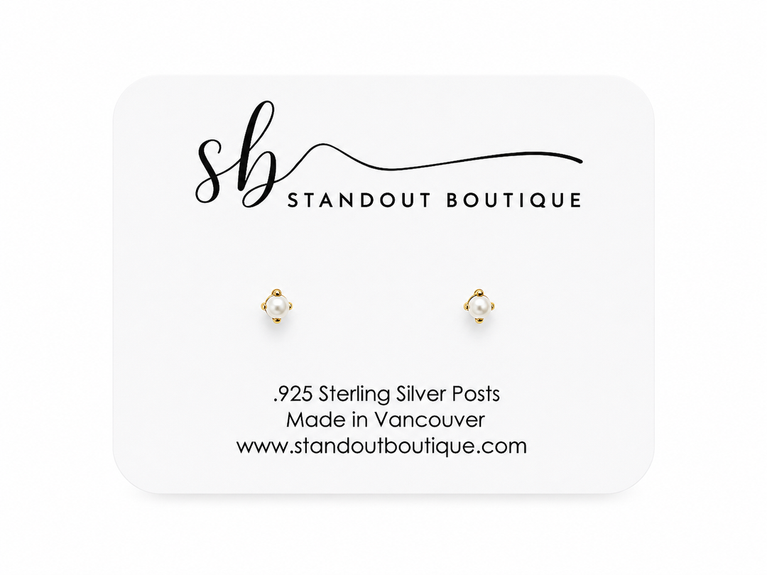 Tiny Pearl Gold Stud Earrings