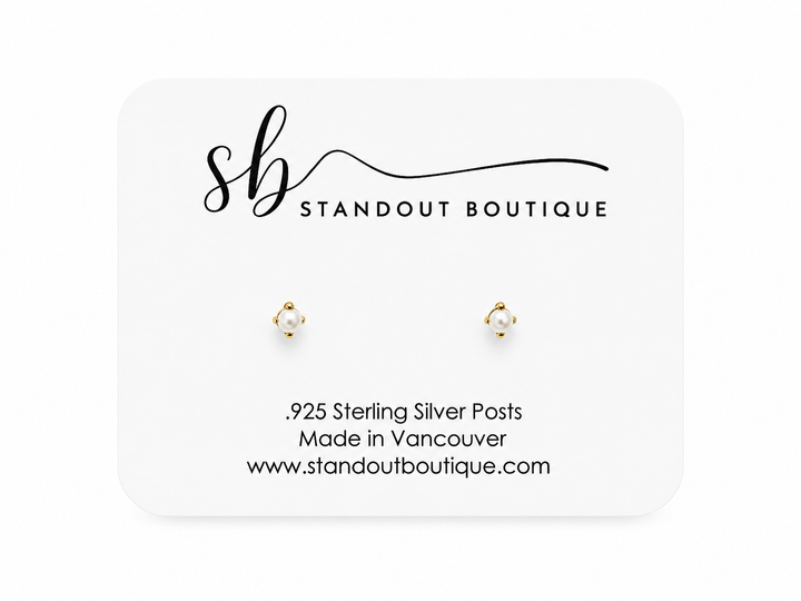Tiny Pearl Gold Stud Earrings