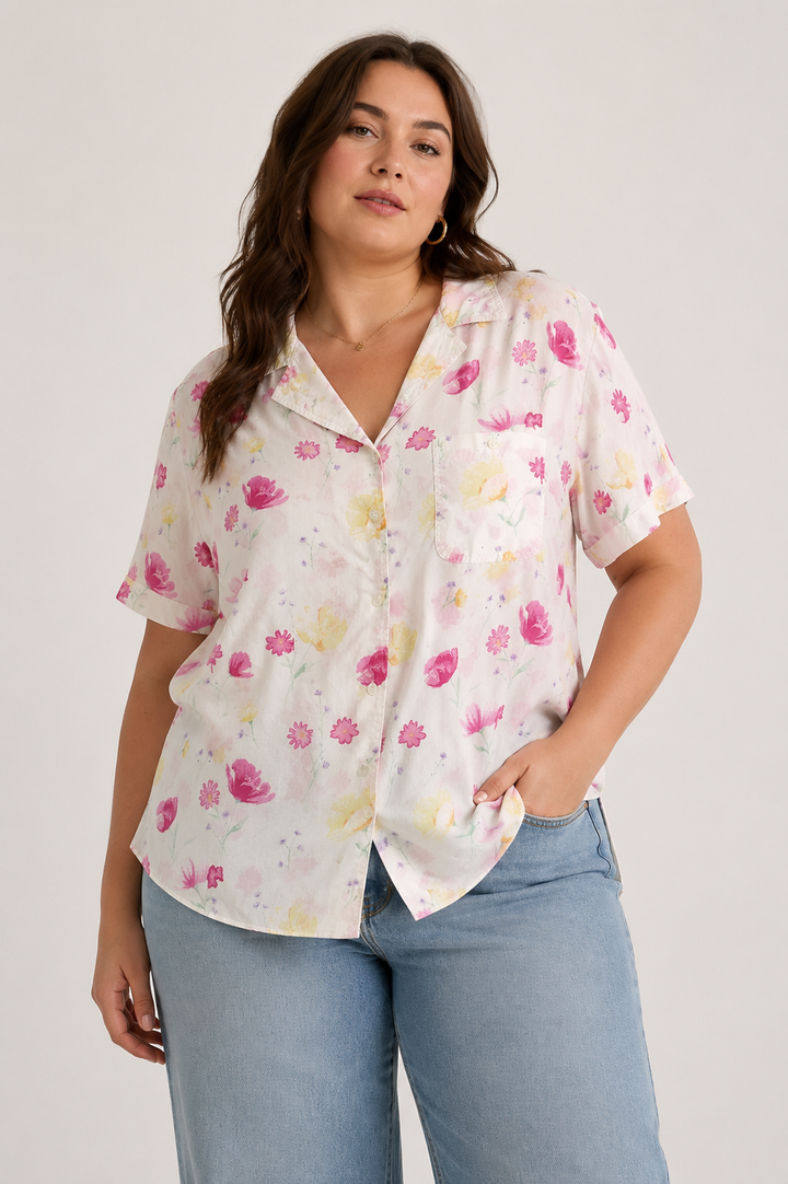 Vintage Floral Button Up Blouse