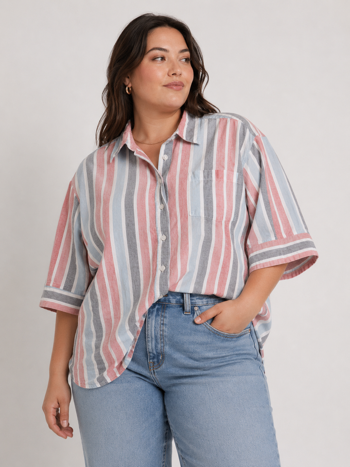 Vintage Pastel Stripe Cotton Shirt