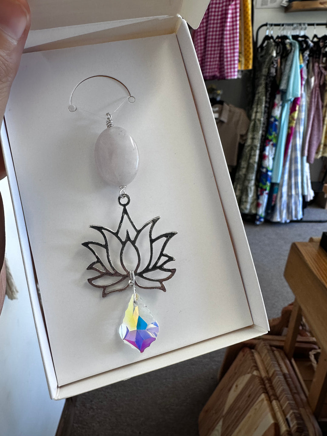 Rose Quartz Lotus Sun Catcher