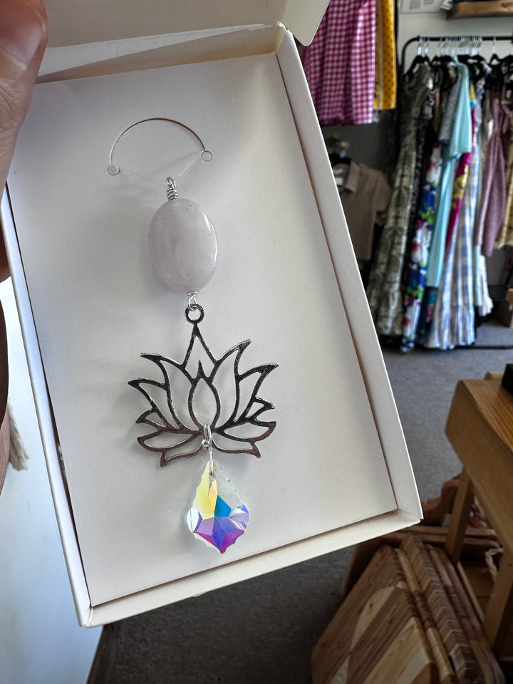 Rose Quartz Lotus Sun Catcher