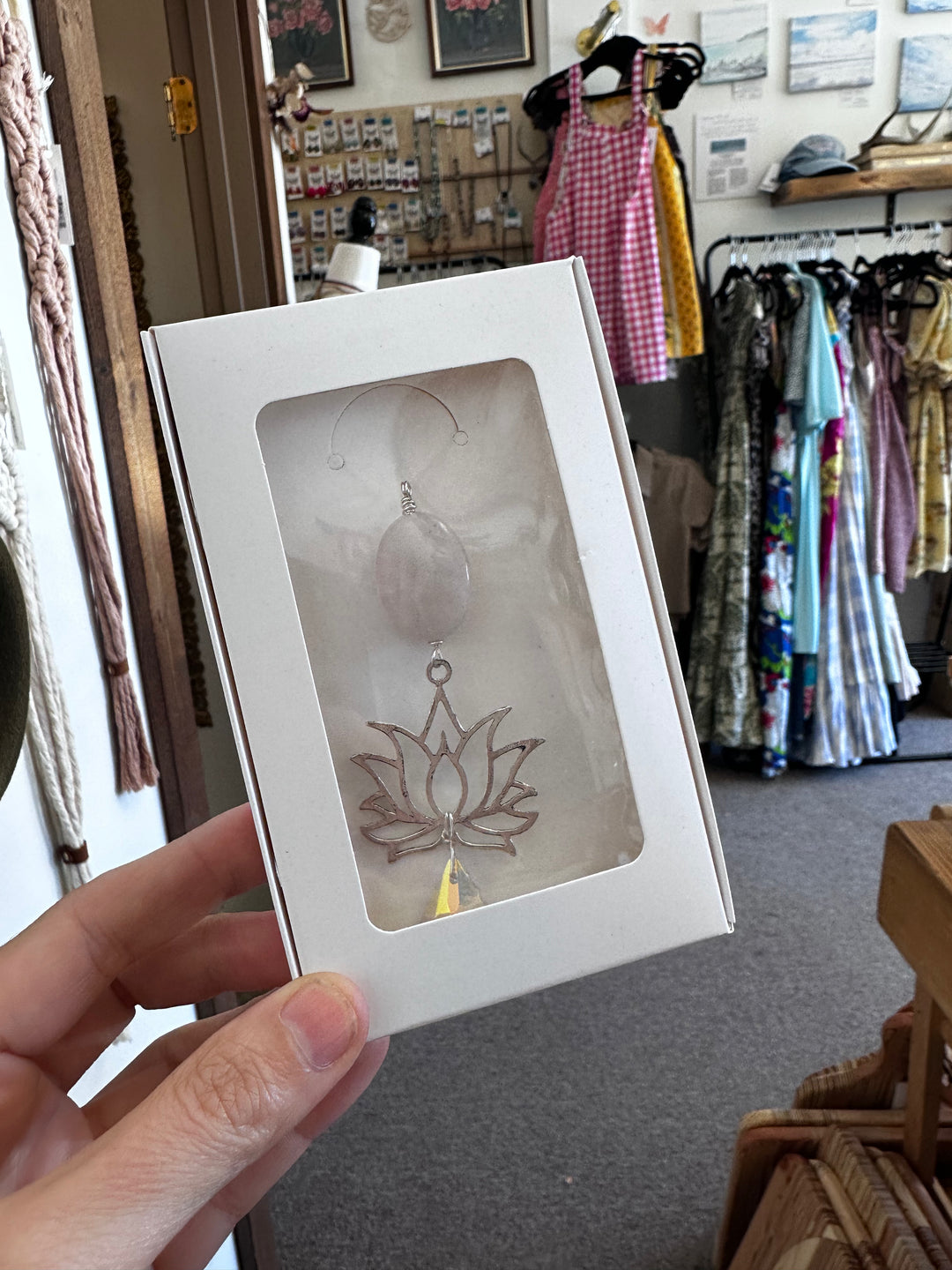 Rose Quartz Lotus Sun Catcher