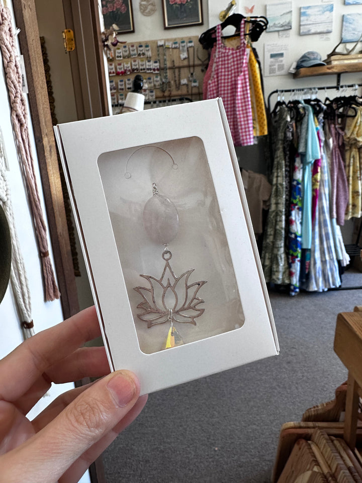 Rose Quartz Lotus Sun Catcher