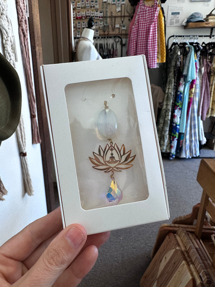 Clear Quartz Meditation Lotus Sun Catcher