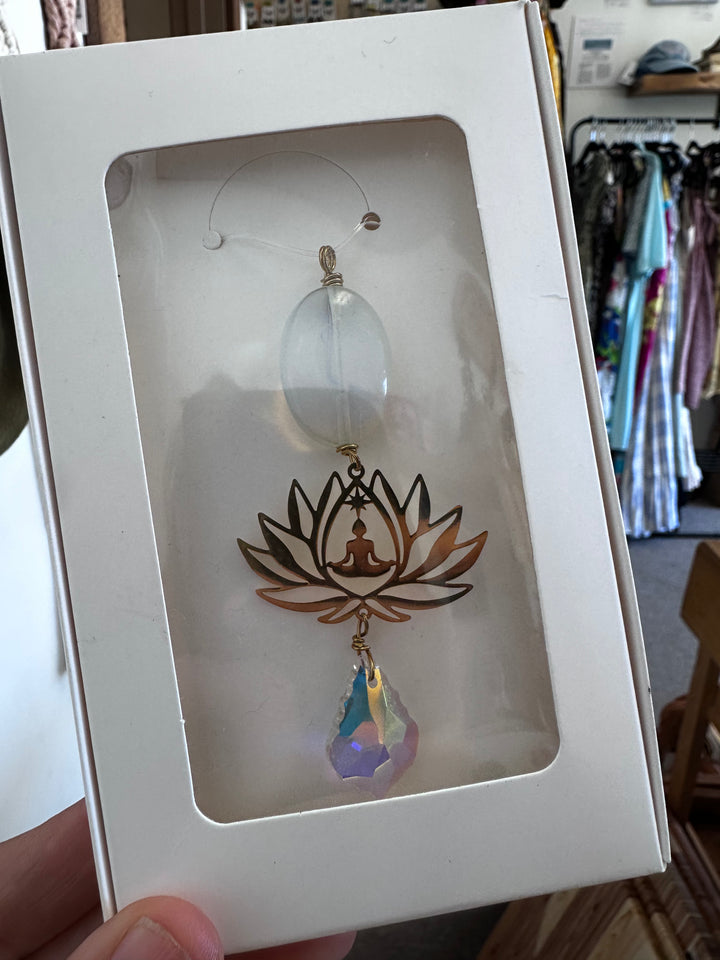 Clear Quartz Meditation Lotus Sun Catcher