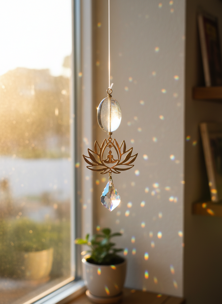 Clear Quartz Meditation Lotus Sun Catcher