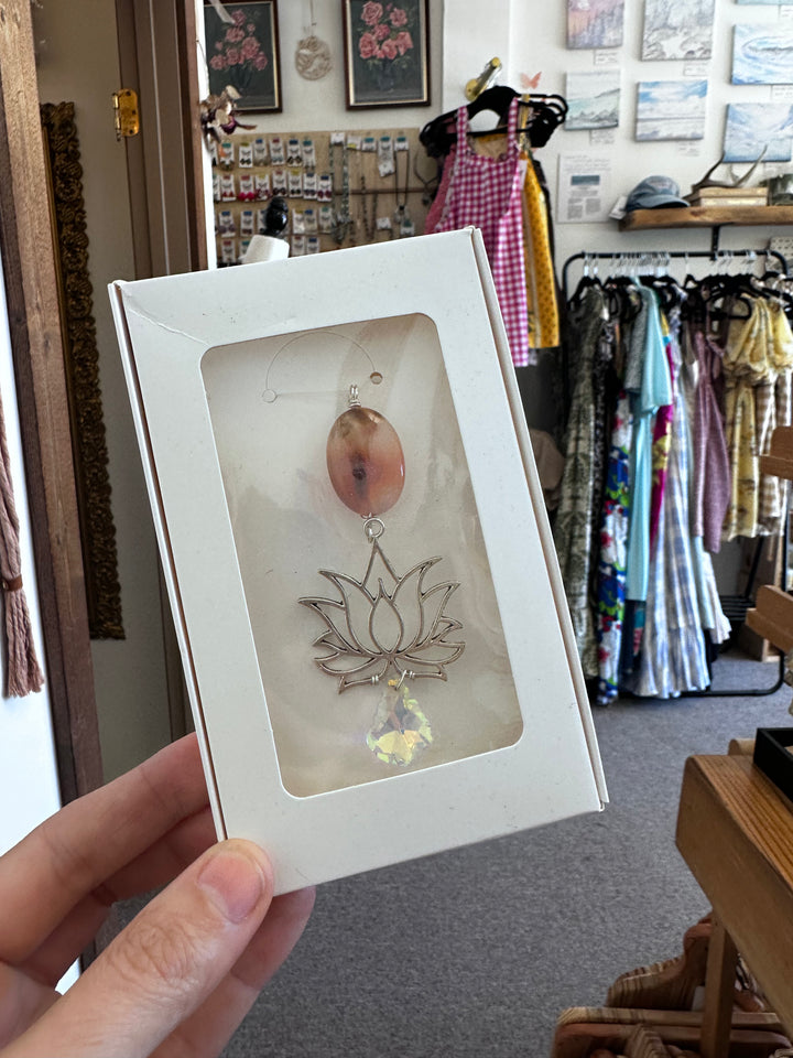 Carnelian Lotus Sun Catcher