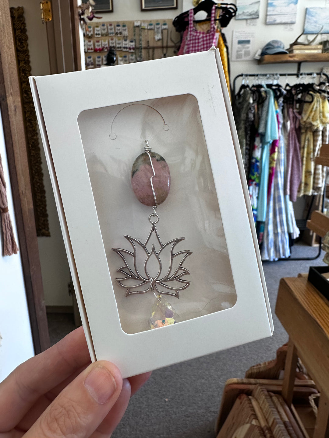 Rhodonite Lotus Sun Catcher