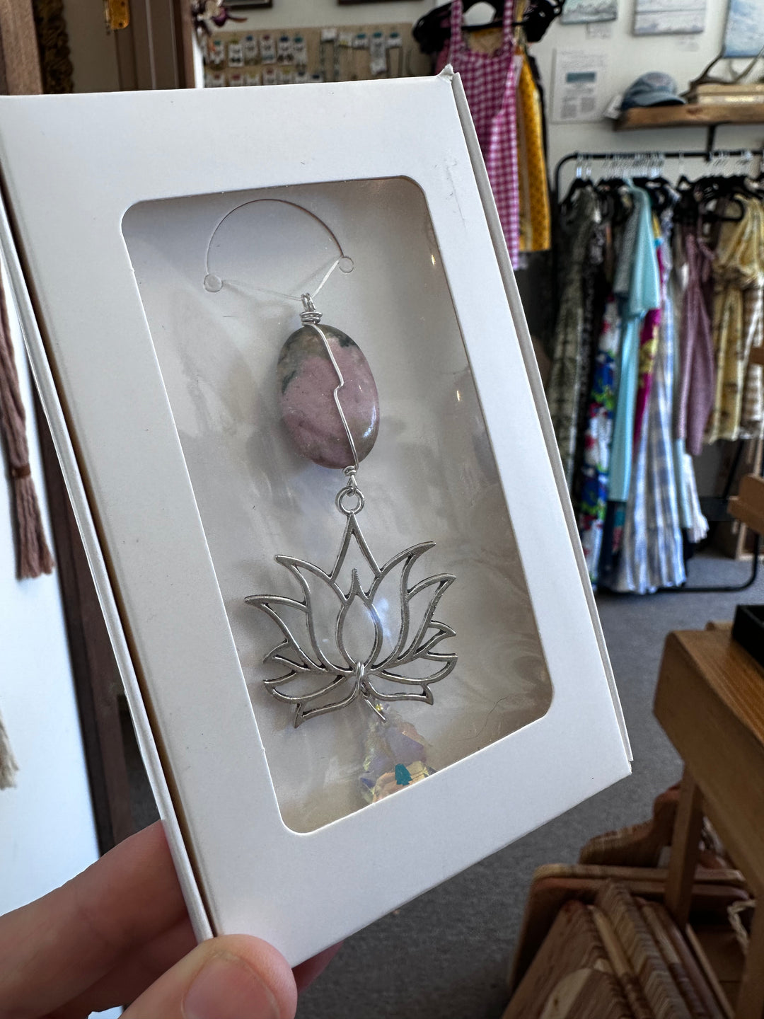 Rhodonite Lotus Sun Catcher