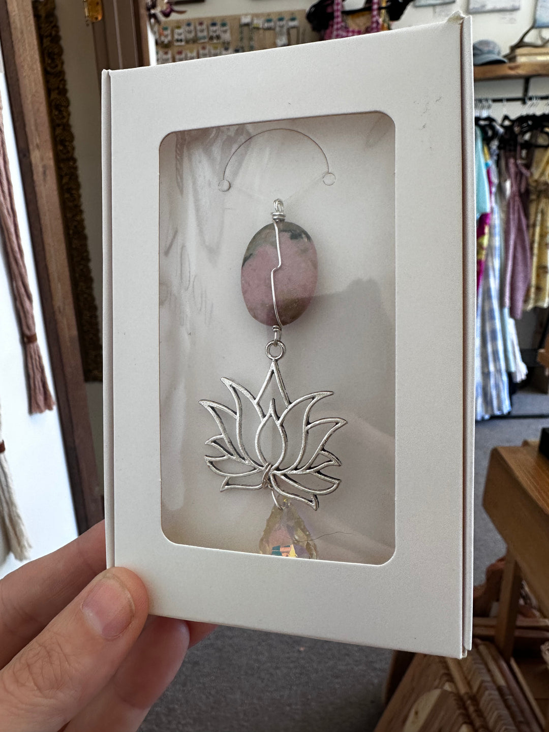 Rhodonite Lotus Sun Catcher