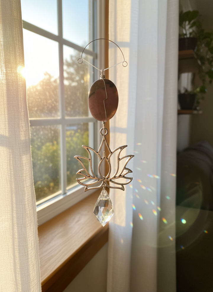 Rhodonite Lotus Sun Catcher
