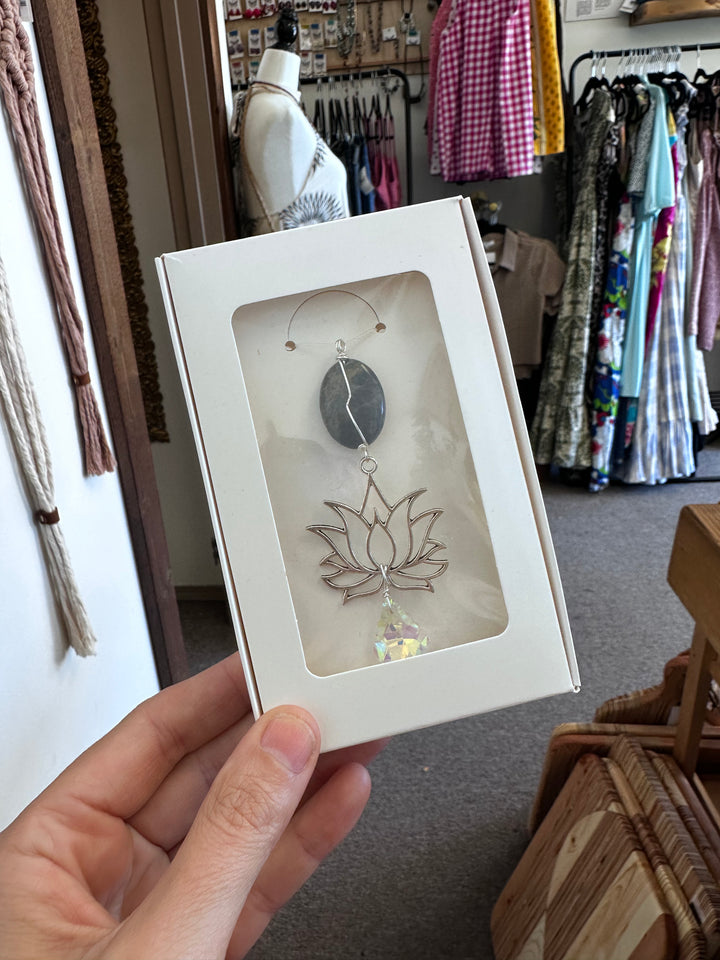 Silver Labradorite Lotus Sun Catcher