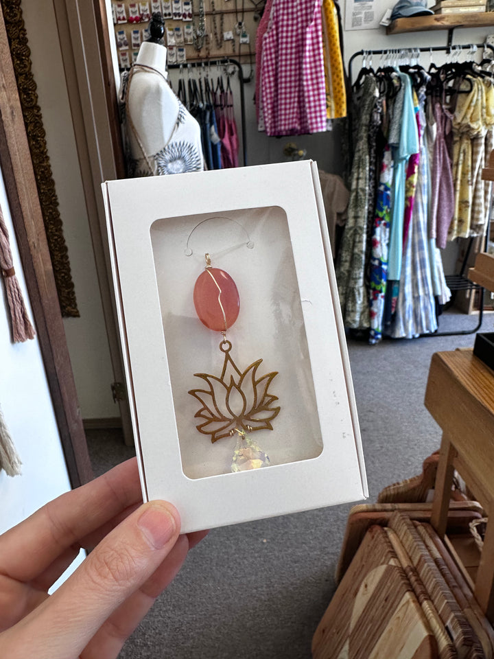 Peach Aventurine Lotus Sun Catcher