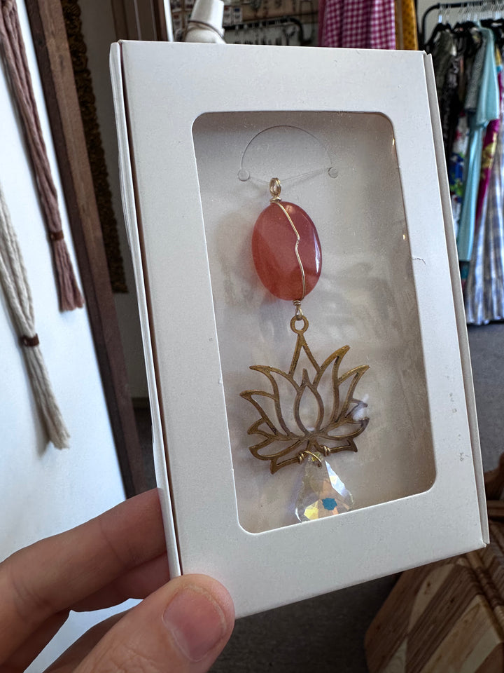 Peach Aventurine Lotus Sun Catcher