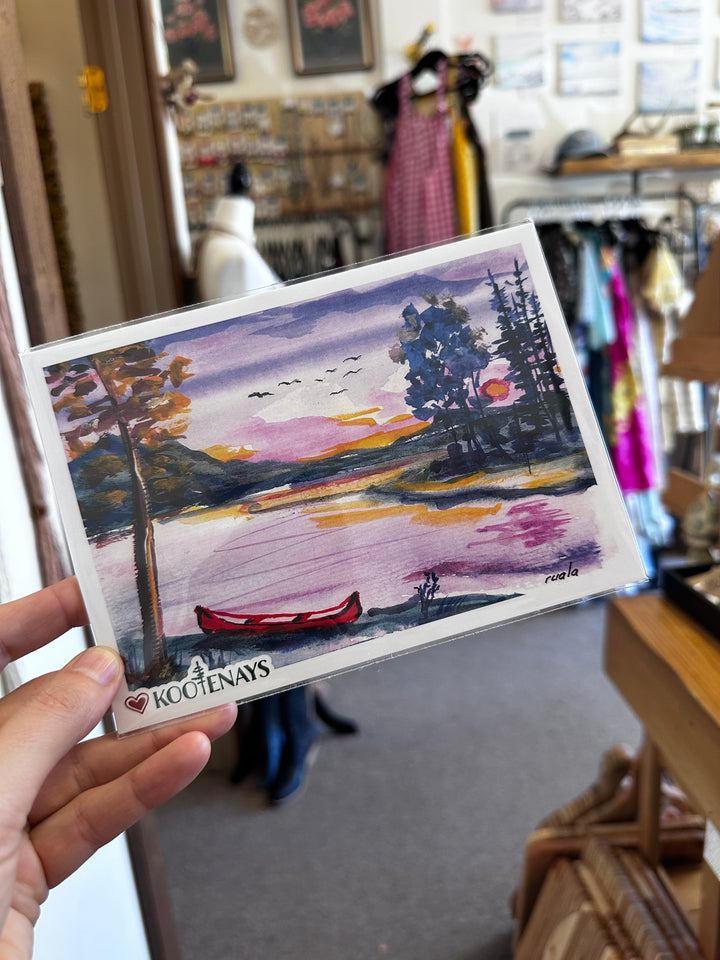 Canoe at Sunset – Art Card by Ruala (Fruitvale, BC)