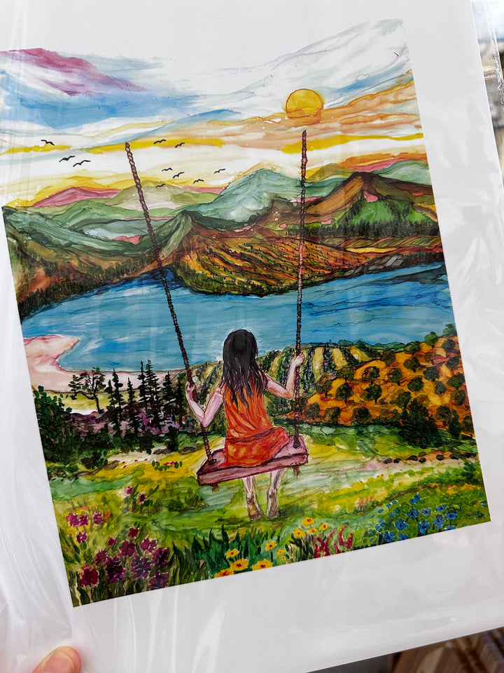 Swinging Into Sunset – Art Print by Ruala (Fruitvale, BC)