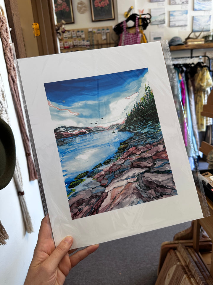 Rocky Shore Reflections – Art Print by Ruala (Fruitvale, BC)