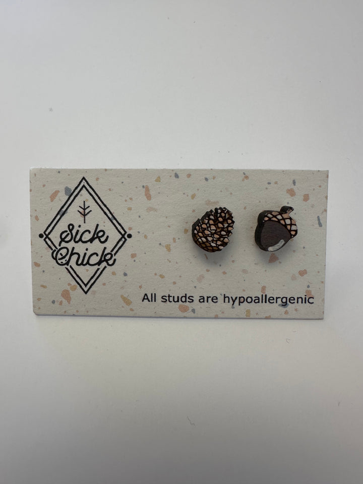 Pinecone & Acorn Stud Earrings – Sick Chick (Revelstoke, BC)
