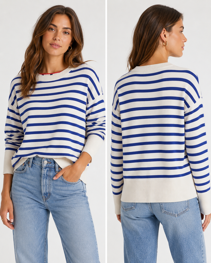 Classic Blue Stripe Knit Sweater