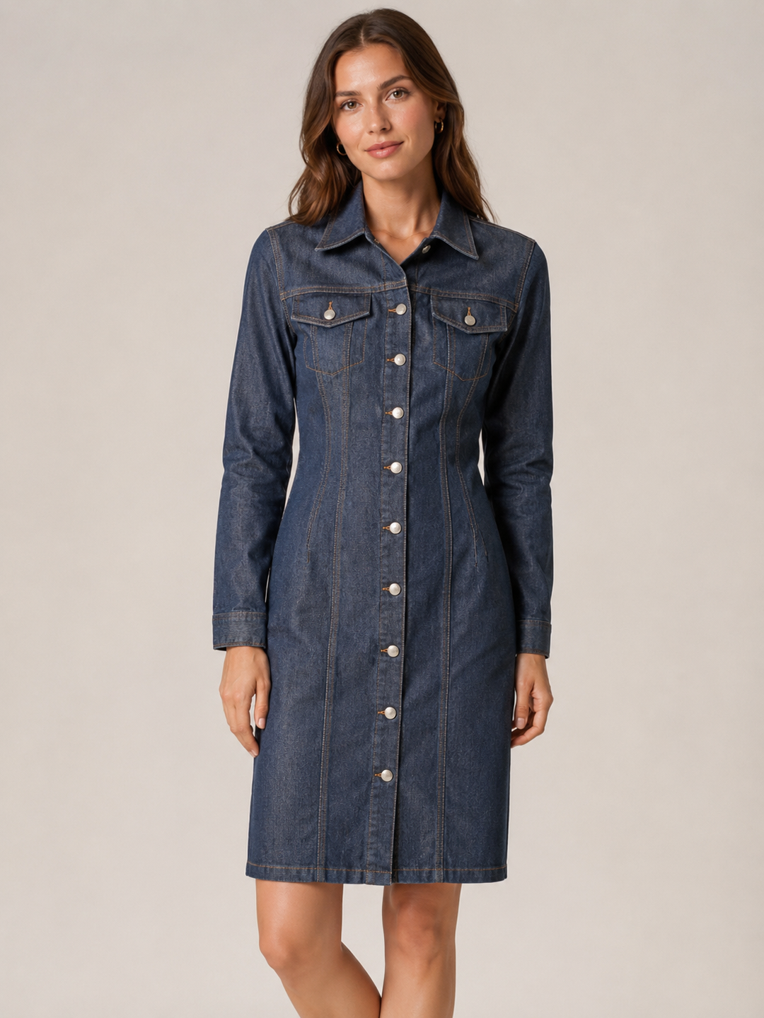 Denim Button Front Shirt Dress