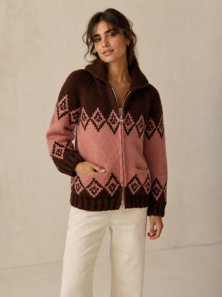 Handmade Vintage Wool Blend Zip Cardigan