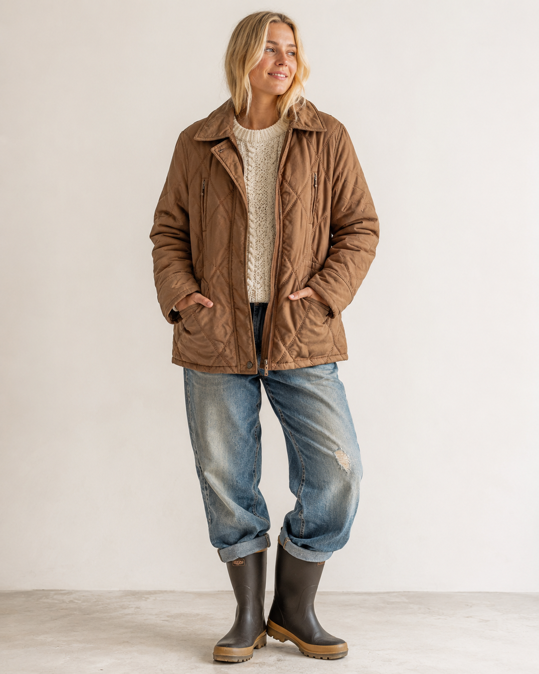 Vintage Apropos Brown Quilted Utility Jacket