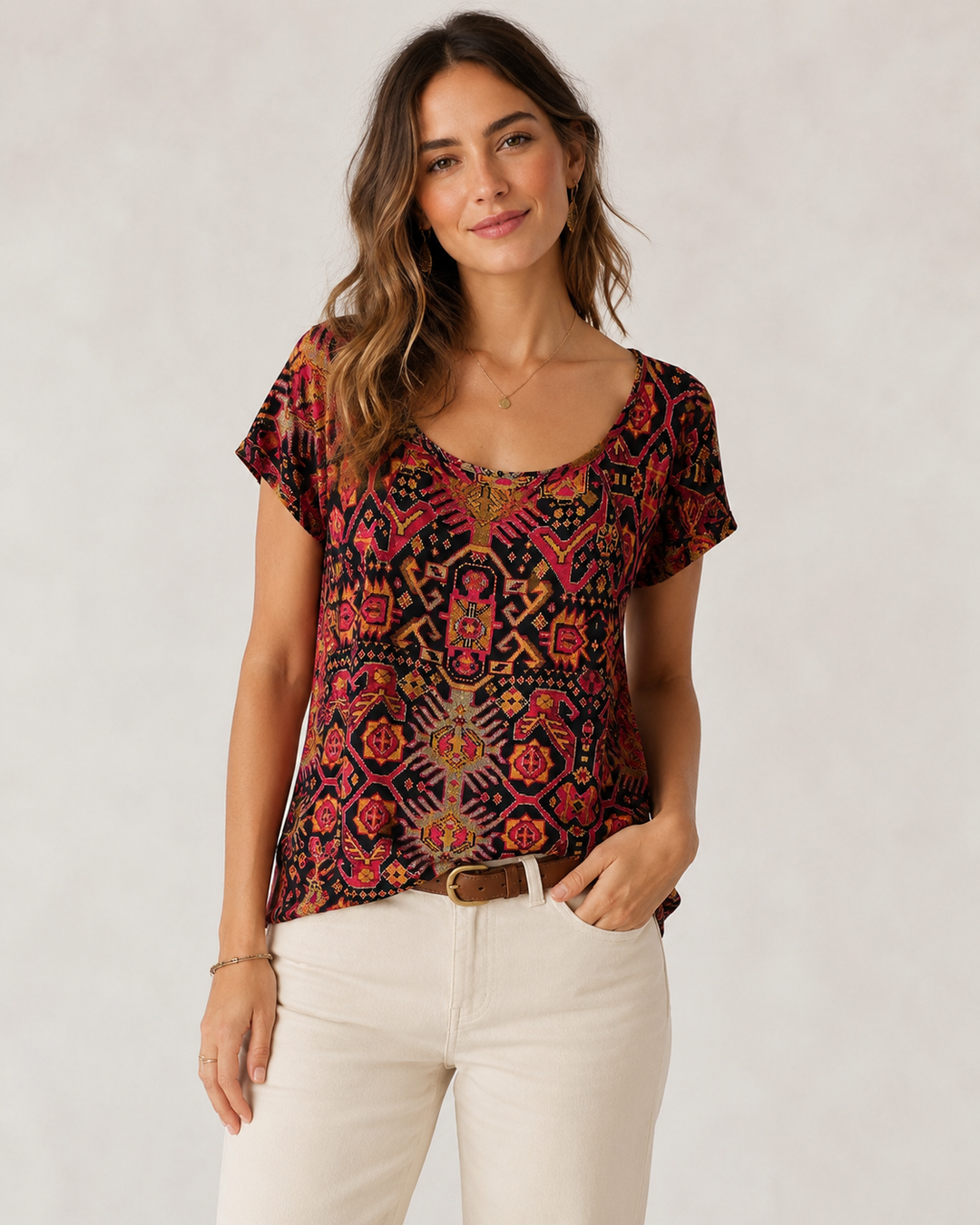 Boho Geometric Print Top