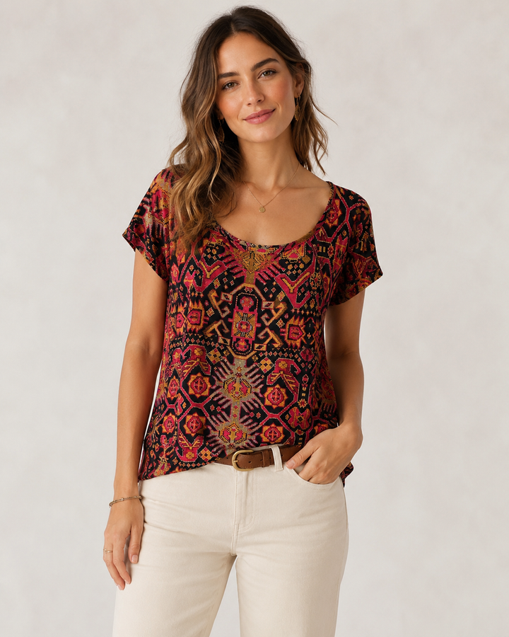 Boho Geometric Print Top