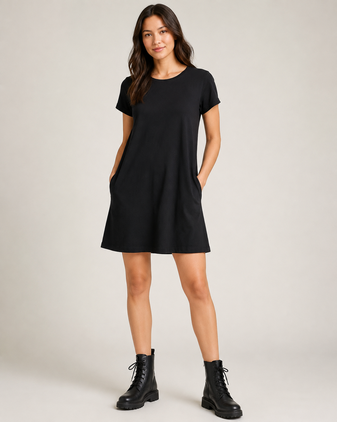 Black T-shirt Dress W/ Pockets