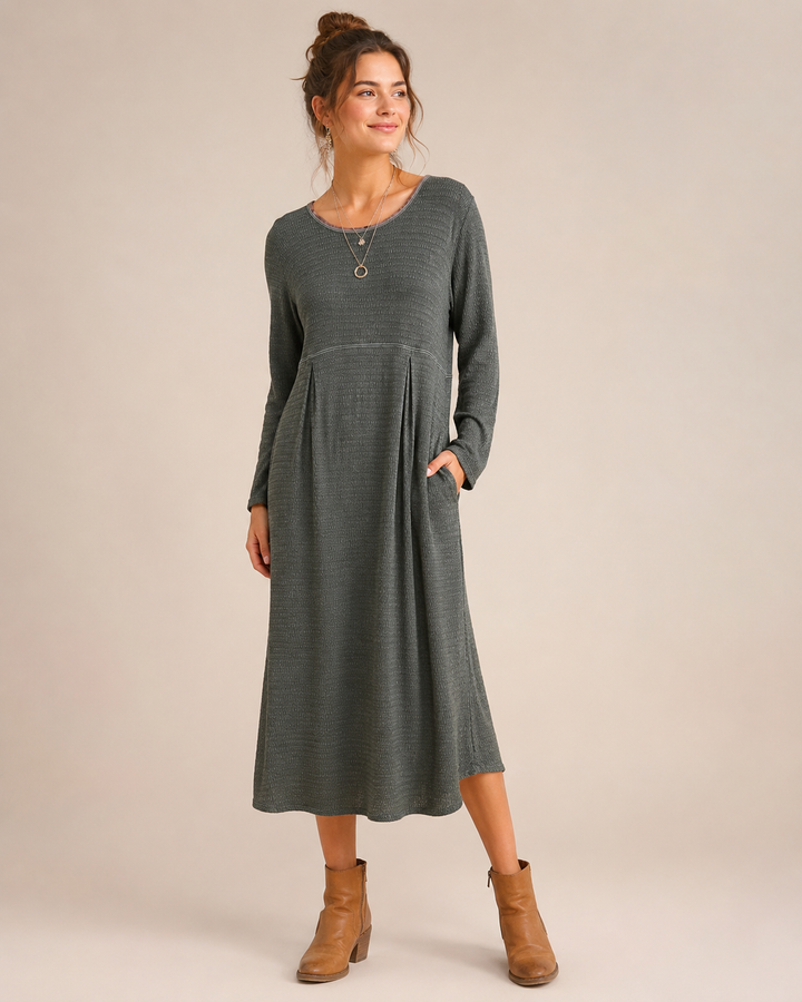 Alexandra Pierre Textured Rayon Midi Dress