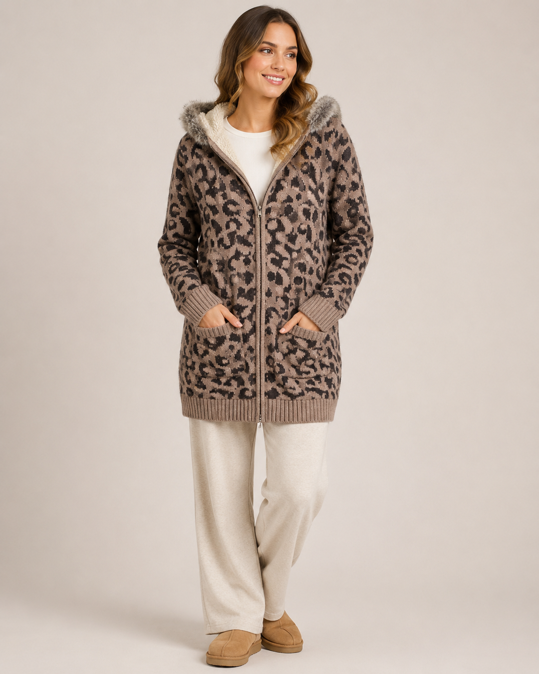Bess Leopard Sherpa Lined Hoodie