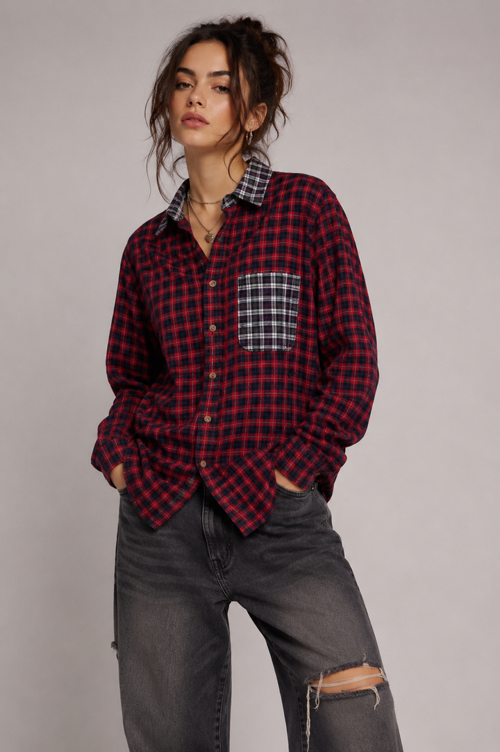 21 Men Mixed Plaid Shirt