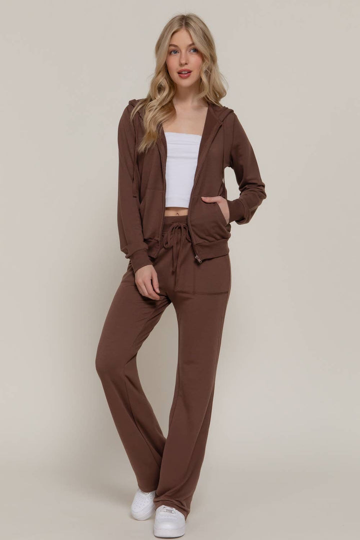 Chestnut Supersoft Draw String Wide Leg Comfy Pants