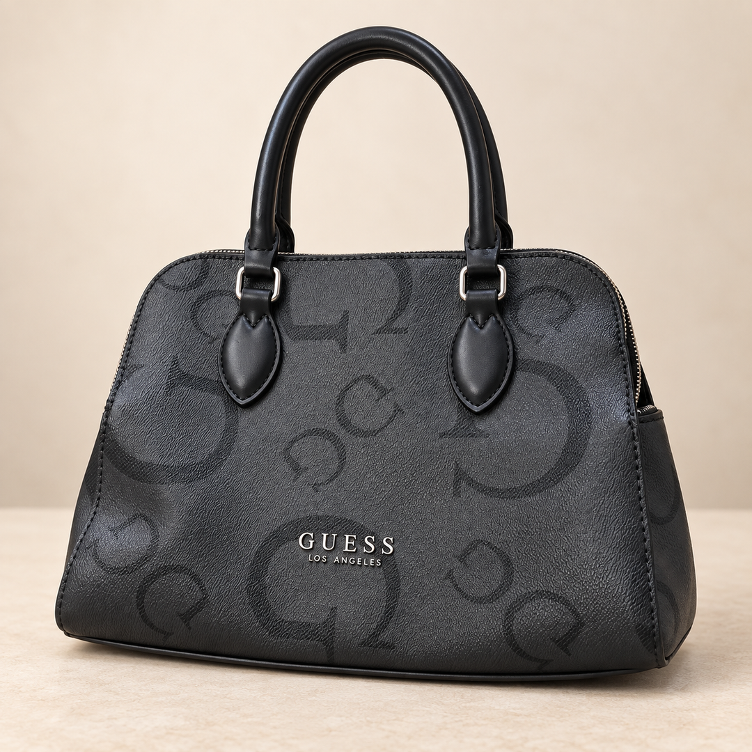 Guess Black Logo Satchel Handbag