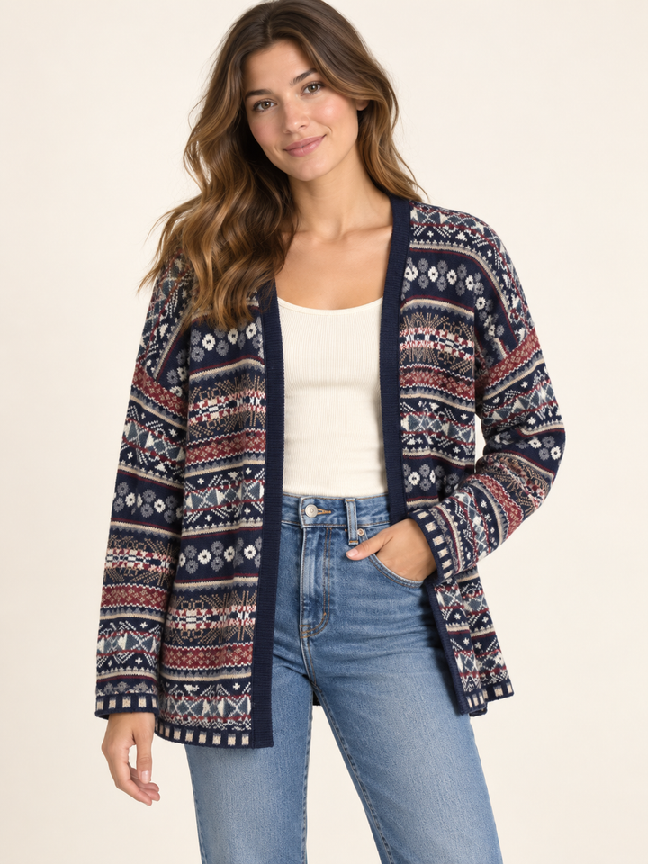 Jessie Fair Isle Open Front Cardigan